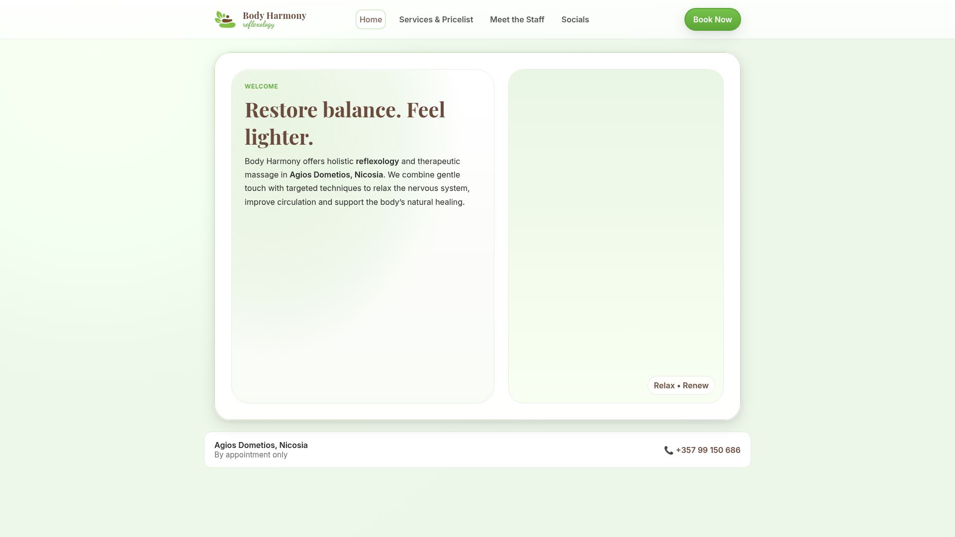 Body Harmony — landing page screenshot